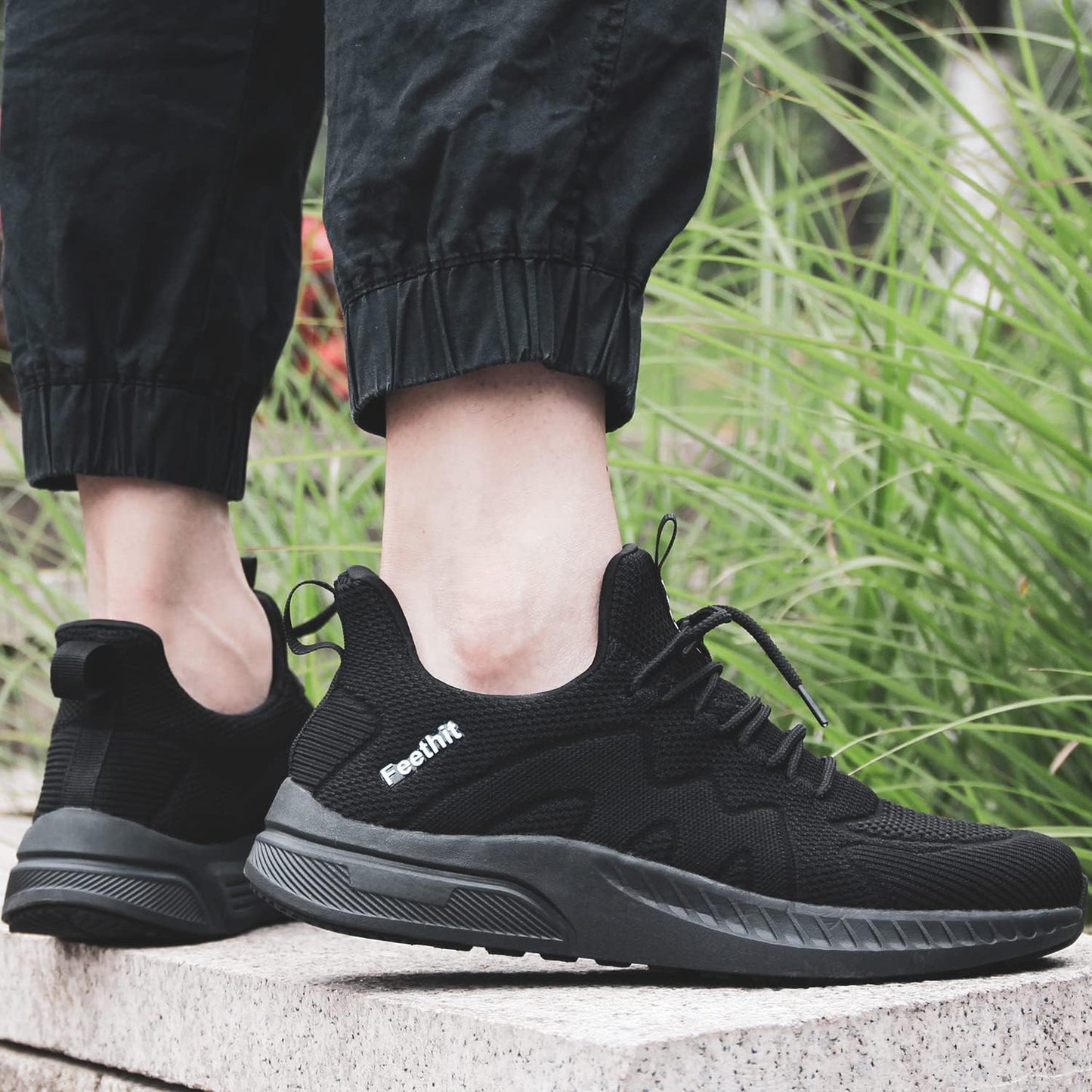 Mens Non Slip Walking Sneakers Lightweight Breathable Slip on Running Shoes Athletic Gym Tennis Shoes for Men