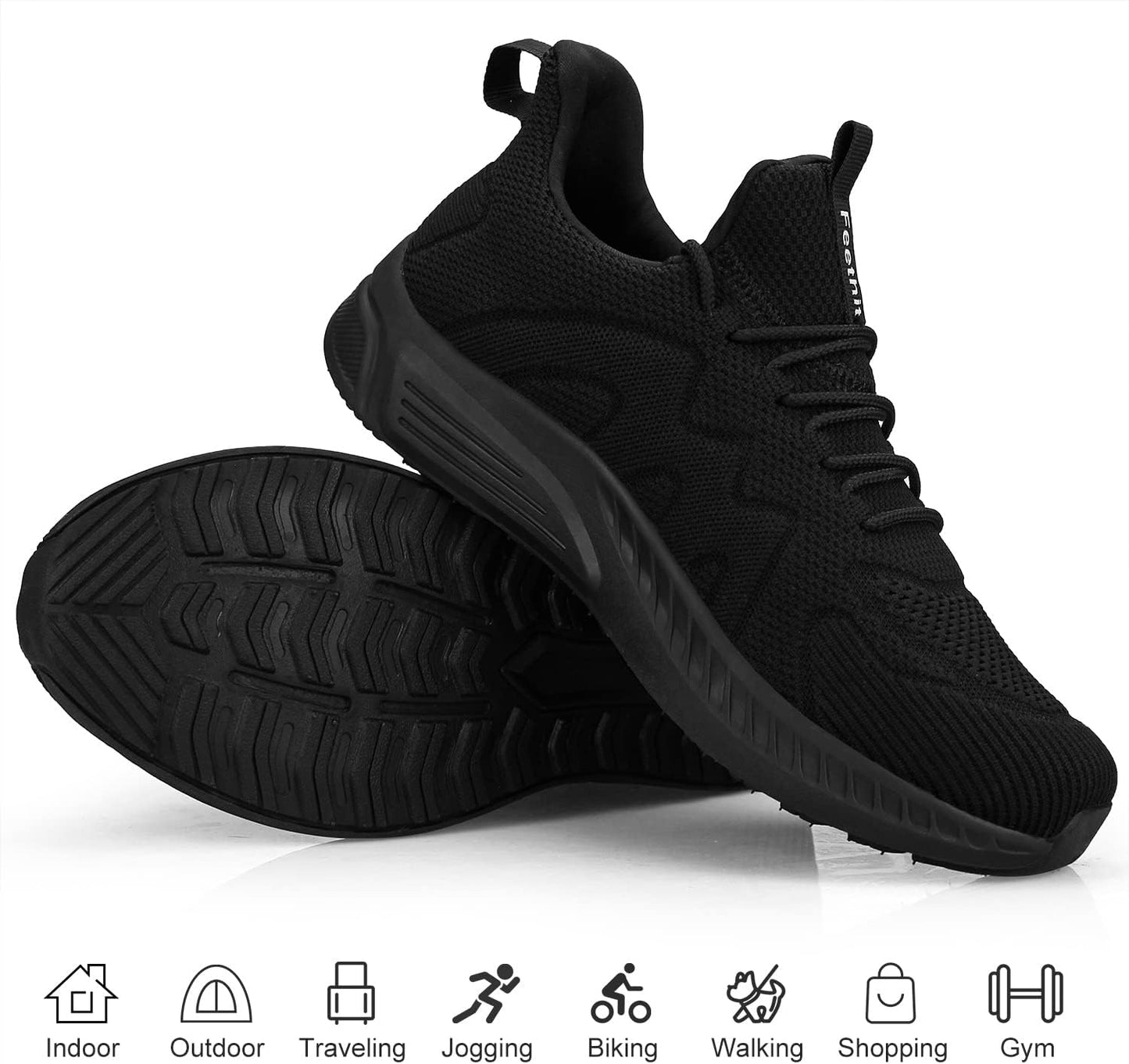 Mens Non Slip Walking Sneakers Lightweight Breathable Slip on Running Shoes Athletic Gym Tennis Shoes for Men