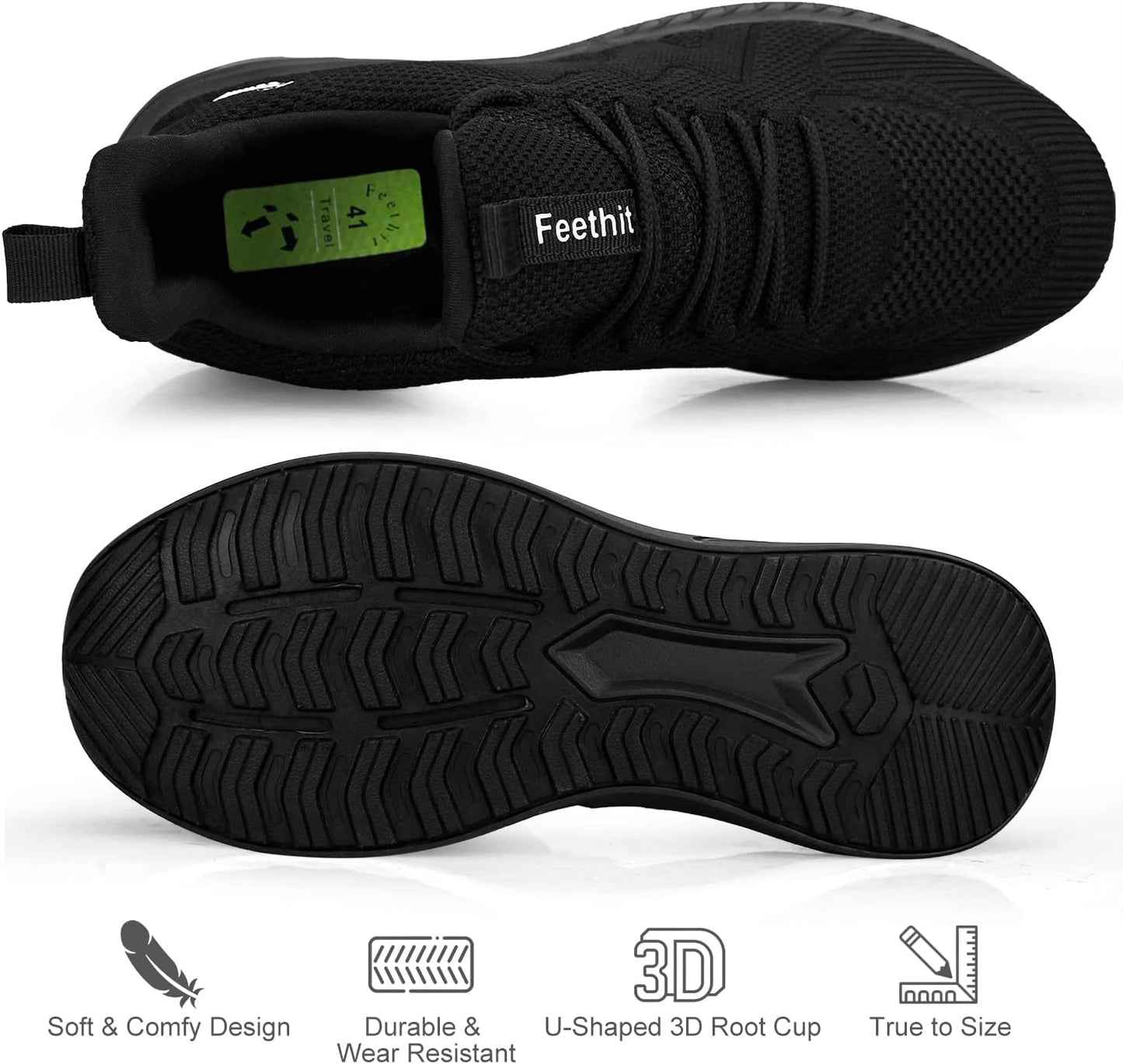 Mens Non Slip Walking Sneakers Lightweight Breathable Slip on Running Shoes Athletic Gym Tennis Shoes for Men