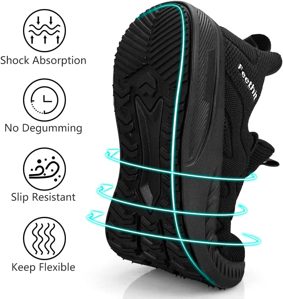 Mens Non Slip Walking Sneakers Lightweight Breathable Slip on Running Shoes Athletic Gym Tennis Shoes for Men